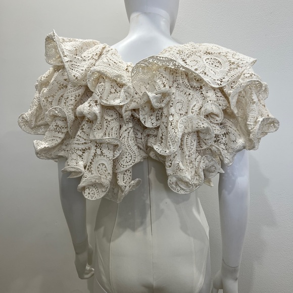 Rotate Birger Christensen Carmen Lace Trimmed Cotton Bodysuit in white - Picture 3 of 8